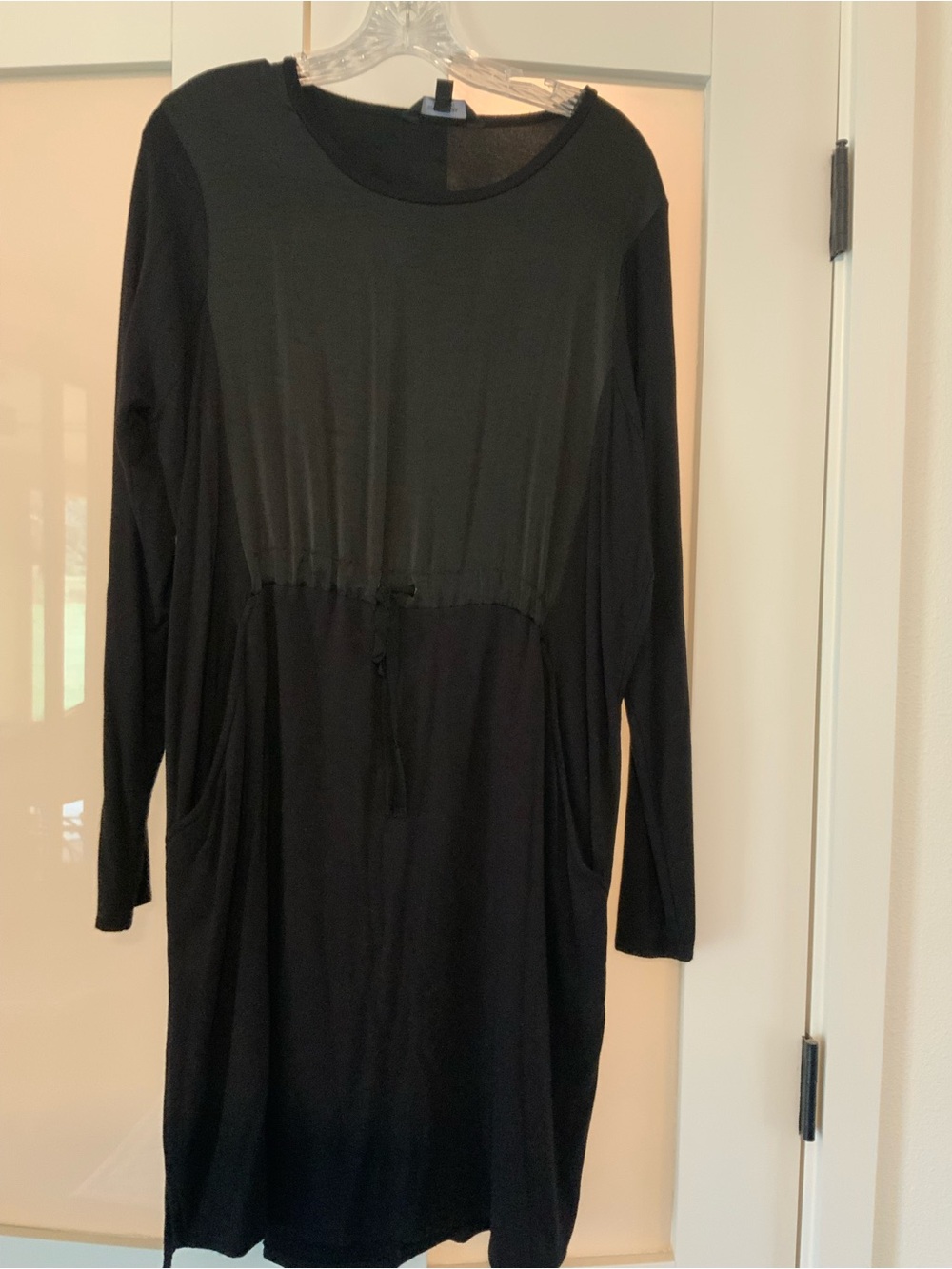Simply Vera Vera Wang Black Long Sleeve Drawstring Waist Tunic Dress